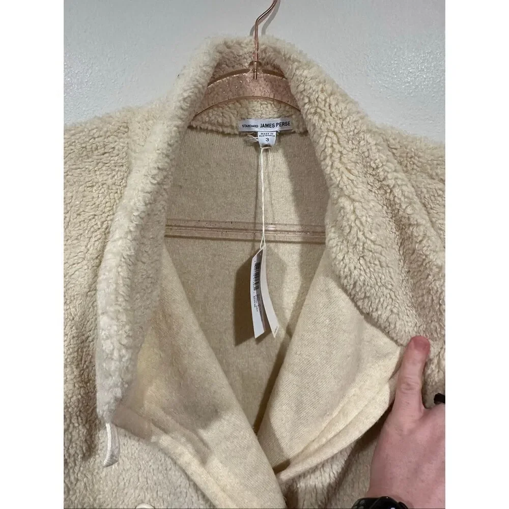 NWT Standard James Perse Shrunken Sherpa Jacket Natural Cream Size 3 (Large) $47 - Picture 5 of 7